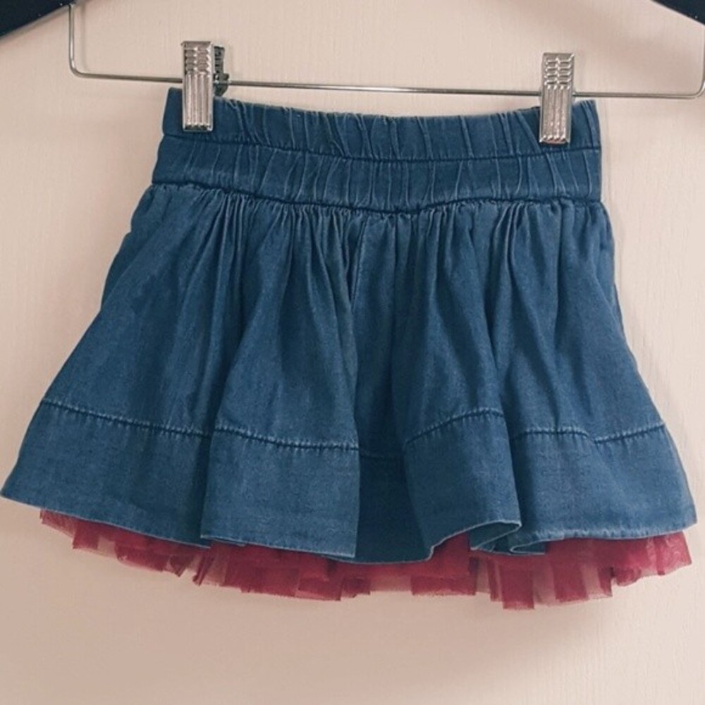 Baby GAP Chambray Skirt with Pink Tulle